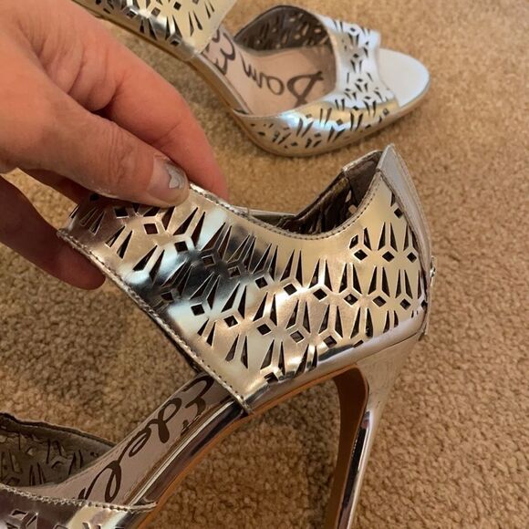 Sam Edelman silver cutout heels. - Picture 9 of 11